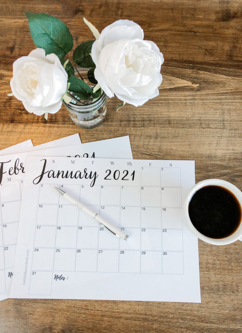 Printable 2021 Monthly Calendars