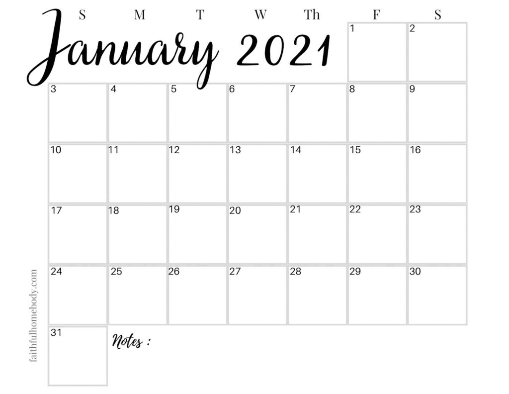 Printable 2021 Monthly Calendars | Modern & Minimal Design