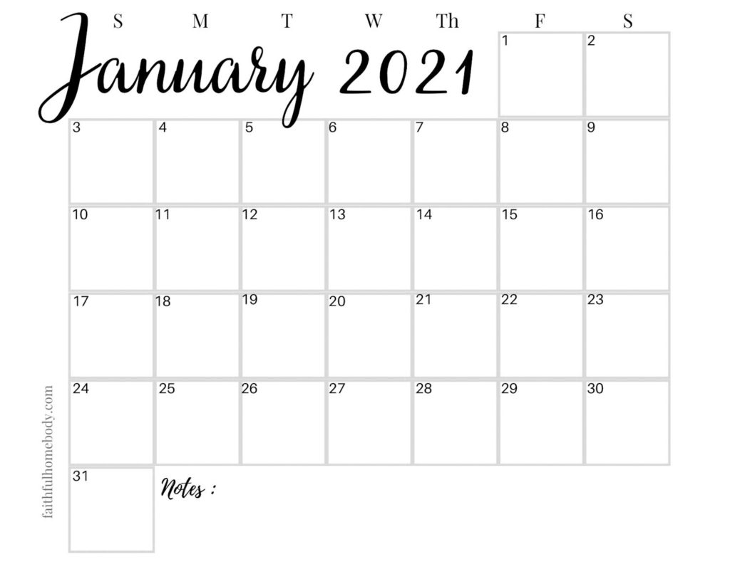 Printable 2021 Monthly Calendars - Modern & Minimal Design