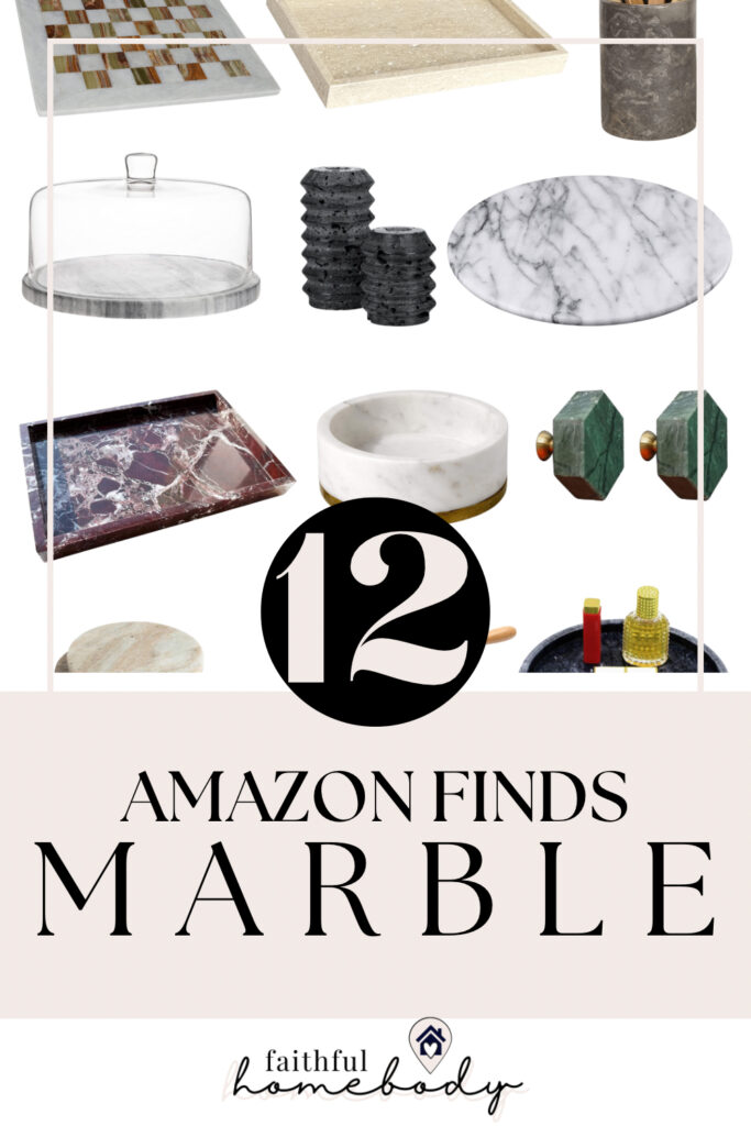 12 items, including travertine, green & red & black marble, and classic white home decor items from Amazon.